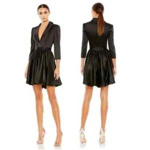 Mac Duggal SATIN LAPEL A-LINE BLAZER MINI DRESS Size6 $348 - Picture 1 of 8