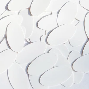 Oval Sequin 1.5" White Matte Silk Frost Couture Paillettes - Picture 1 of 2