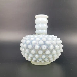 Opalescent Milk Glass Bottle with Flared Bottom Features Hobnail Design - Picture 1 of 6