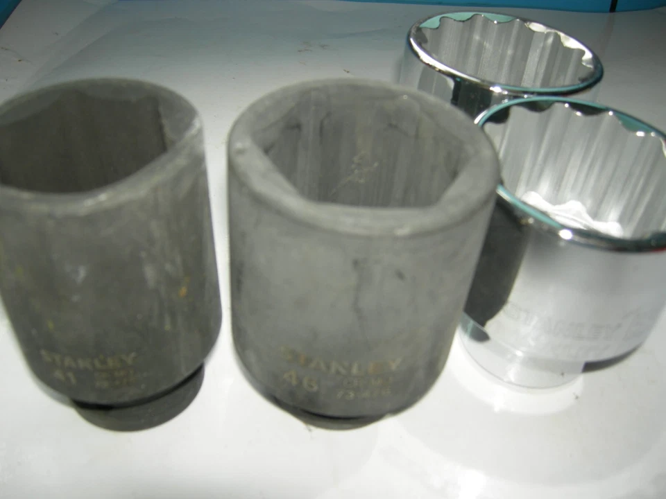 Stanley cr-v Hex Socket 4 pieces set Silver, 3/4-Inch drive 41,46,55mm   dewalt  - Image 1 of 2