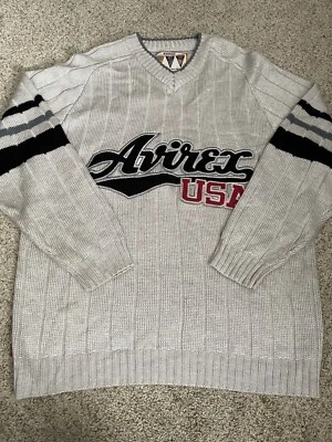 Suéter Vintage Avirex EE. UU. Varsity Cuello en V Gris, Talla XL Foto 1 de 4