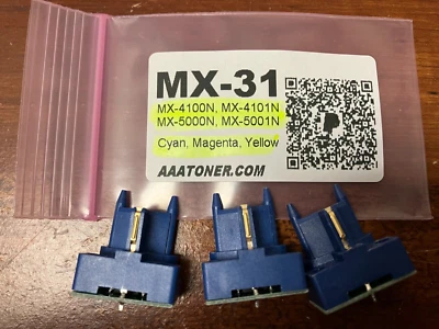 3 x  CMY TonerChip for Sharp MX-4100N, MX-4101N, MX-5000N, MX-5001N (MX-31) - Image 1 of 3