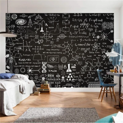 3D Math Science Formulas Chalkboard Wall Murals Wallpaper Poster for Bedroom - Image 1 of 4