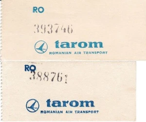 Romania, 1980's, Lot of 2 Vintage Luggage Labels / Baggage Tags - TAROM Airlines - Picture 1 of 2