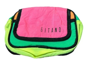 Vintage 80’s GITANO Neon Hip Pouch Wallet Fanny Pack Zip/Hook Loop Retro - Picture 1 of 4