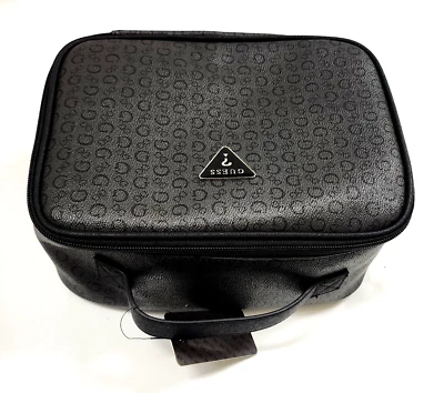 Nuevo Guess Logo De Carbón Negro PVC, Bolsa De Viaje Cosmética Con Asa - Imagen 1 de 4
