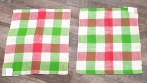 Vintage Paar Helmi Vuorelma 100% Leinen Tischsets Finnland rosa grün kariert - Bild 1 von 9