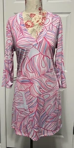 STELLA PARKER Größe XL Blumenmuster Abdeckkleid rosa blau Überzug Schwimmen Damen - Bild 1 von 4