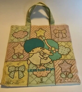 BORSA TOTE VINTAGE SANRIO LITTLE TWIN STARS 1976 tela rara giapponese proprietario originale - Foto 1 di 5