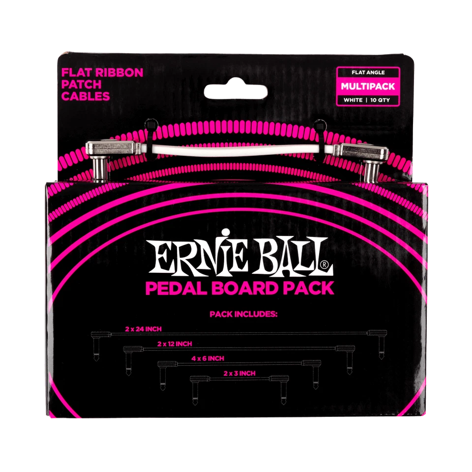 Ernie Ball 6387 Flat Ribbon Patch Cables Pedalboard Multi-Pack - White - Image 1 of 1