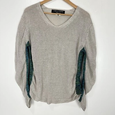 Suéter tejido conmutado Comme Des Garcons Homme talla grande L lino lana beige verde Foto 1 de 4