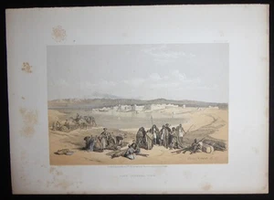 David Roberts Authentic 1856 Quarto Lithograph Plate 124 Suez General View - Picture 1 of 2