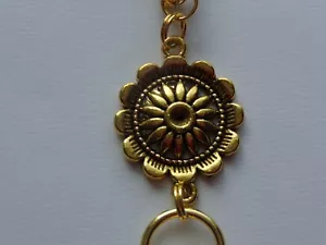 GOLD PENDANT GOLD CRYSTALS SPACERS BEADED LANYARD ID BADGE HOLDER NECKLACE - Picture 1 of 7