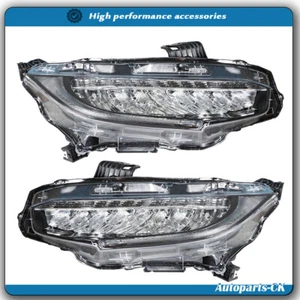Pair Headlights For Honda Civic 2016-2019 Right+Left Side LED DRL Chrome Clear - Foto 1 di 13