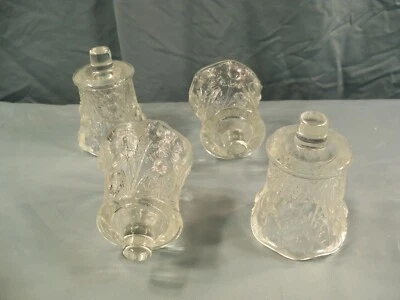 Lot of 4 Clear Glass Peg Pegged Votive Candle Holders w/ Floral Design - Image 1 of 4