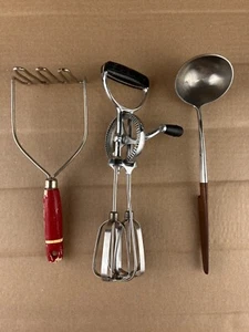 Ekco Eterna Stainless Steel Serving Ladle Egg Beater Potato Masher Lot of 3 - Picture 1 of 24
