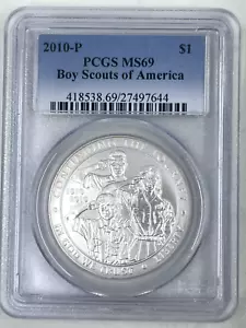 2010 P PCGS MS69 Boy Scouts of America Commemorative Dollar - Picture 1 of 4