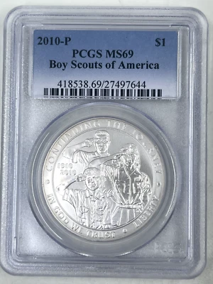 2010 P PCGS MS69 Boy Scouts of America Commemorative Dollar - Image 1 of 4