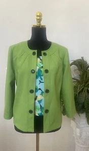 New Perceptions Green Multicolor Floral 2 Piece Jacket & Top Set Size 10 - Picture 1 of 9