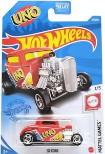 Hot Wheels 2021 Mattel Games Uno 1932 Ford Red Toy Car New - Picture 1 of 1