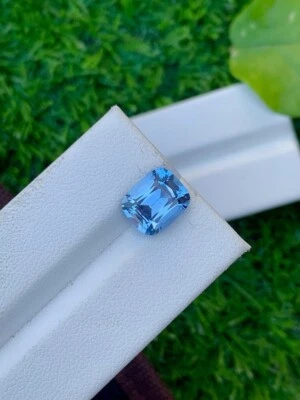3.55 Ct Natural Santa Maria Aquamarine Cushion Cut Loose Gem for Jewelry - Image 1 of 4