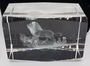 Etched Lion ~ Paperweight ~ Glass ~ Leo ~ Rectangular Shape Glass - A - Picture 1 of 5
