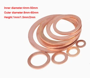 Kupferdichtung Dichtung für Schiffe mit Innendurchmesser 4/5/6/8/10/12/13/14/15-50 mm - Bild 1 von 9