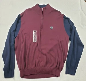 Izod Herren Port Royale 1/4-Reißverschluss burgunderrot & blau Pullover Sweater XL UVP $ 64 - Bild 1 von 7