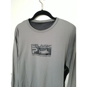 PELAGIC L/S Graphic Logo Spell Out Fishing Shirt YOUTH Large Gray Grey Black - Picture 1 of 9