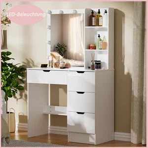 Vanity Table Set w/ Lighted Mirror Dressing Table Storage Organizer Dresser Desk - Picture 1 of 10