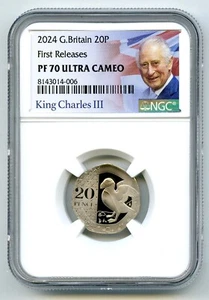 2024 GREAT BRITAIN 20P NGC PF70 UCAM PROOF PUFFIN 20 PENCE FIRST RELEASES - Picture 1 of 2