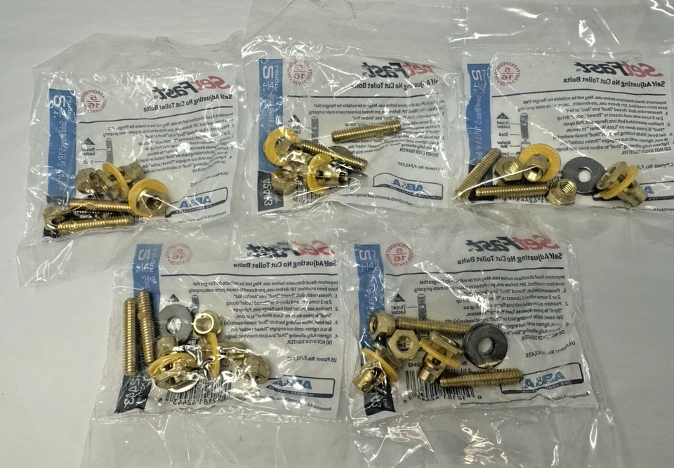 Lot Of (5) SetFast Self Adjusting Toilet Bolts No Cut 5/16" -1/4" Part 42443