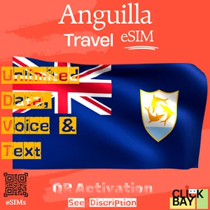 Esim Anguilla Travel eSIM, 25 Go de données Internet + appels et SMS illimités pendant 30 jours - Photo 1 sur 7