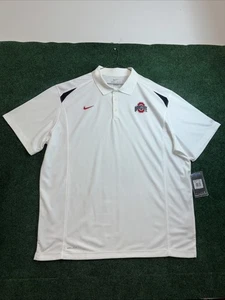 NIKE ELITE DRI-FIT 3XL Polo Uomo Manica Corta Bianca OHIO STATE UNIVERSITY Nuova - Foto 1 di 8