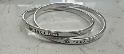 Authentic 💎 Tiffany & Co. Sterling Silver 1837 Interlocking Bangles • 7.5" • 40 - Image 1 of 4