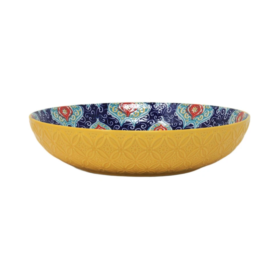 Pasta Bowl Yellow Tuscany Mediterranean Bohemian Large Tableware Dish Decorative - Image 1 of 1