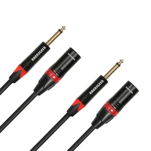 2 Pack 1/4 Inch TS to XLR Male 1 Feet Cable (1 Ft 2 Pack) - Picture 1 of 3