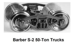 HO Barber S-2 50-ton Trucks w/semi-scale wheelsets (two trucks) - Picture 1 of 1