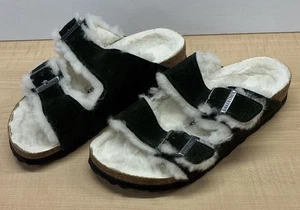 Birkenstock Shearling Arizona Green Suede Sandals Size EU 36 US 5-5.5 - Picture 1 of 7
