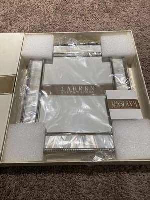 Impresionante marco de fotos vintage Ralph Lauren 8x10 incrustación plateada madreperla Foto 1 de 4