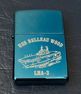 USS BELLEAU WOOD LHA-3 Amphibious Assault Ship Anodized Blue Zippo Lighter - Picture 1 of 6