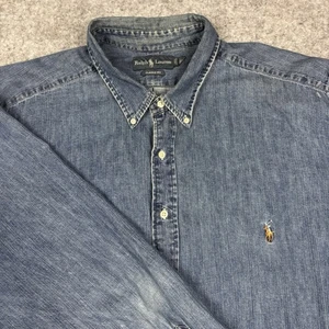Vintage Polo Ralph Lauren klassische Passform Denim Button-Down-Hemd Herren 3XB Fleisch Pony - Bild 1 von 8