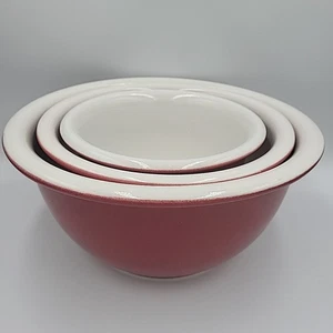 Corelle Koordinaten Steinzeug verschachtelte Rührschüsseln 1, 2 & 3 Quart. Rot & Weiß - Bild 1 von 11