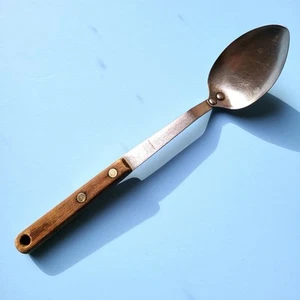 Vintage Trauzeugin Löffel Schöpfkelle Holzgriff 10,50" (1960er) Bronze Nieten - Bild 1 von 9