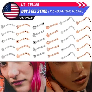 5 Stück kleine Nasenstecker Chirurgenstahl Nasenschraube L Form Knochen Ohrstecker Ringe 20G - Bild 1 von 15