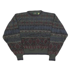 CLUB ROOM Womens Grey Patterned Wool Jumper Crew Neck Chunky Knit M - Picture 1 of 6