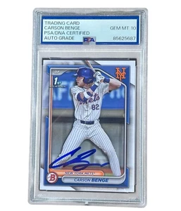 Carson Benge Signed 1st Bowman Paper Auto Card New York Mets Autographed PSA 10 - Picture 1 of 2