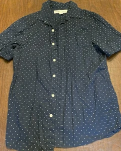 Old Navy Button-Down Shirt Men's Small Short Sleeve Navy Polka Dot Chest Pocket - Picture 1 of 2