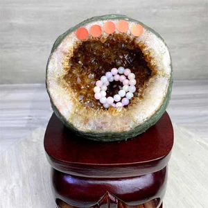 3,73 kg natürlicher Citrin Geode Cluster Quarz Kristall sehr mineralisches Präparat Dekor - Bild 1 von 8