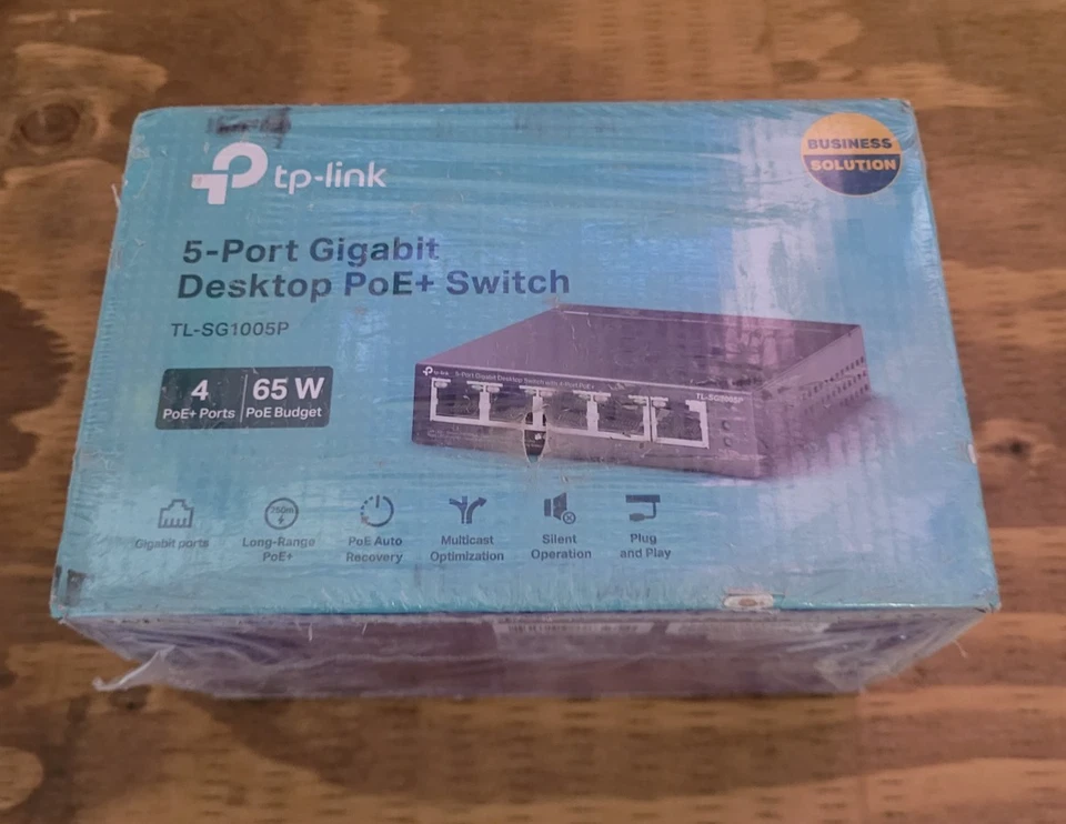 TP-Link 5 Port Gigabit Desktop PoE+ Network Switch TL-SG1005P New 65W Free Ship - Image 1 of 1